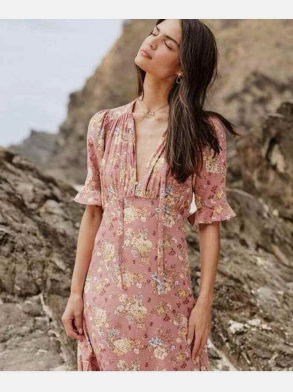 Auguste The Label Blush Floral Midi Dress